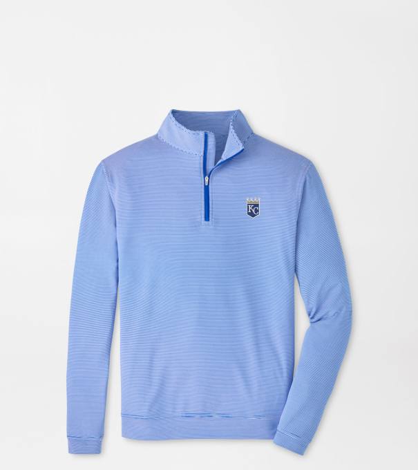 Cooperstown Kansas City Royals Perth Sugar Stripe Performance Quarter-Zip in Blue3/White