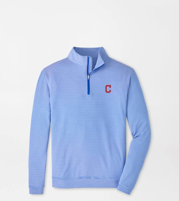 Cooperstown Cleveland Guardians Perth Sugar Stripe Performance Quarter-Zip in Blue3/White