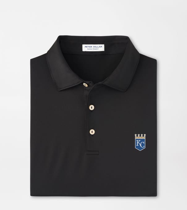 Cooperstown Kansas City Royals Solid Performance Jersey Polo in Black