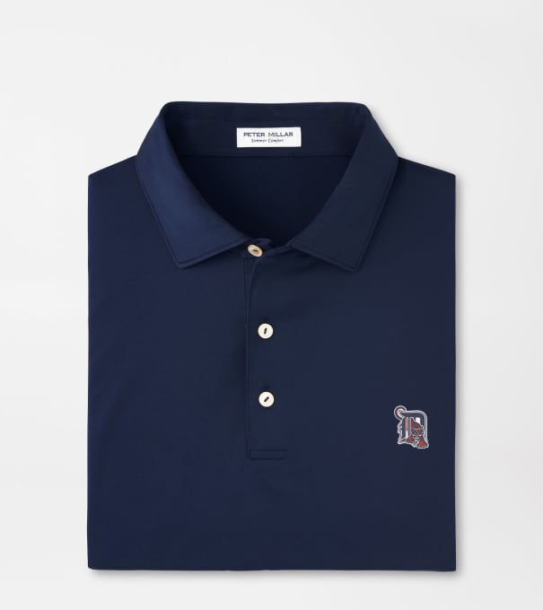 Cooperstown Detroit Tigers Solid Performance Jersey Polo in Navy
