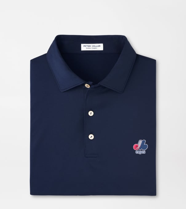 Cooperstown Montreal Expos Solid Performance Jersey Polo in Navy