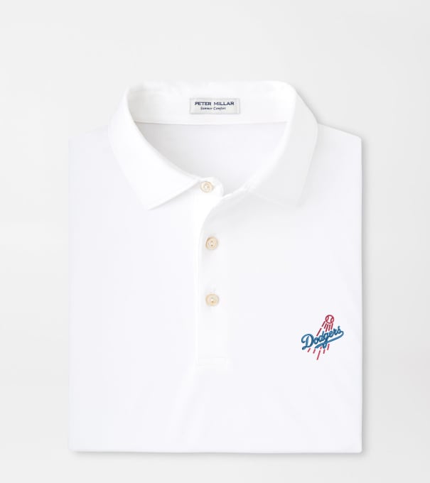 Cooperstown Los Angeles Dodgers Solid Performance Jersey Polo in White