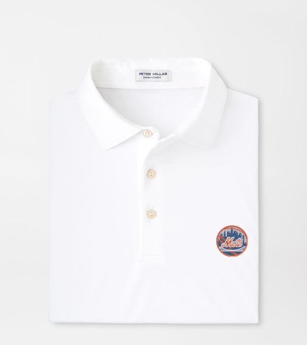 Cooperstown New York Mets Solid Performance Jersey Polo in White