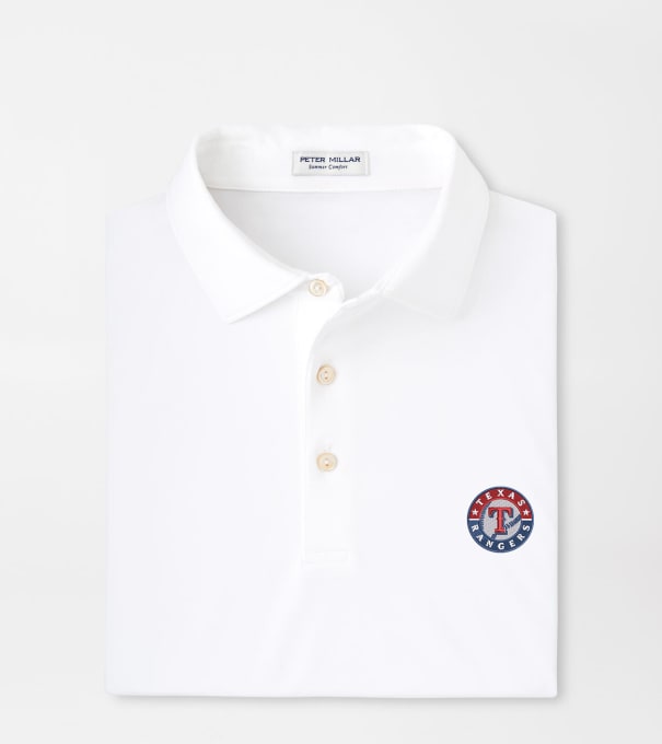 Cooperstown Texas Rangers Solid Performance Jersey Polo in White