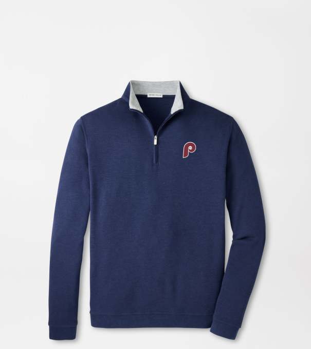 Cooperstown Philadelphia Phillies Crown Comfort Quarter-Zip Pullover in Navy