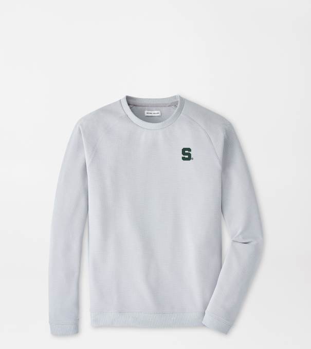 Michigan State Cradle Piqu&eacute; Performance Crewneck in British Grey