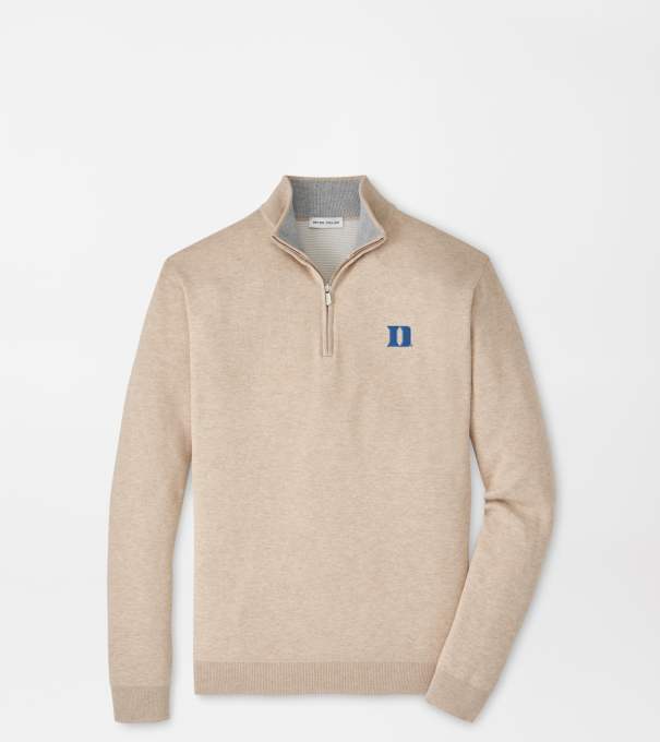 Duke University Coolspun Lite Cotton Quarter-Zip Sweater in TRUFFLE