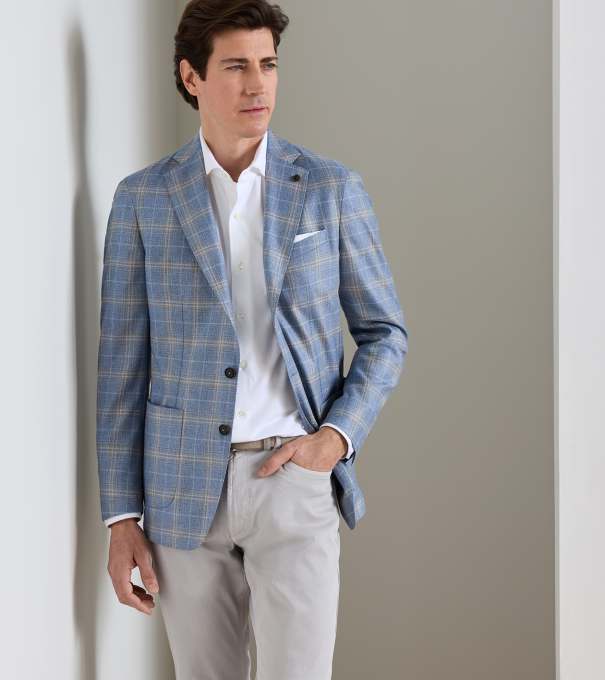 Joules Plaid Soft Jacket in WHITEHAVEN BLUE