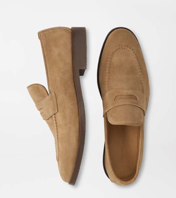 Madison Suede Penny Loafer in DARK JUTE