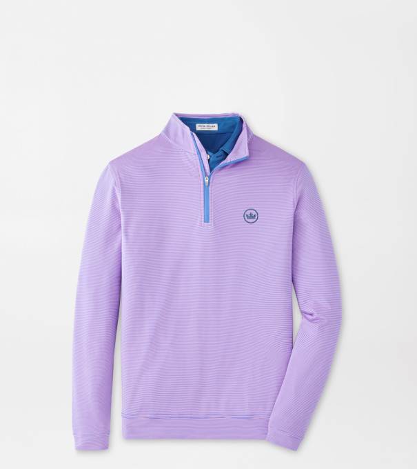 Crown Seal Perth Sugar Stripe Performance Quarter-Zip in Blue Sea