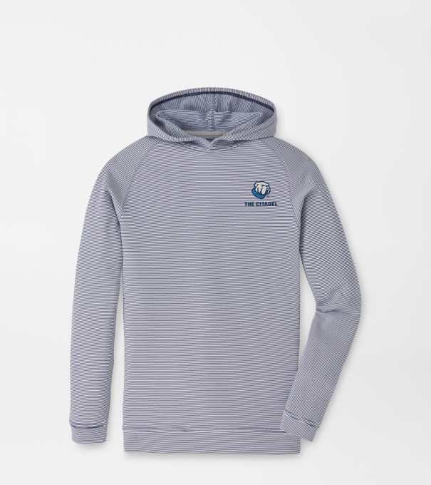 The Citadel Pine Youth Sugar Stripe Performance Hoodie in Navy