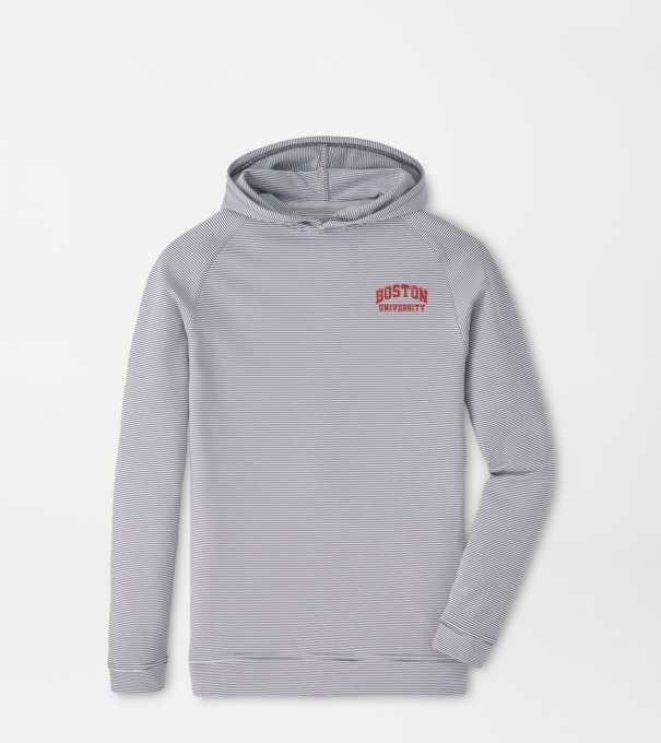 Boston University Pine Youth Sugar Stripe Performance Hoodie in Iron