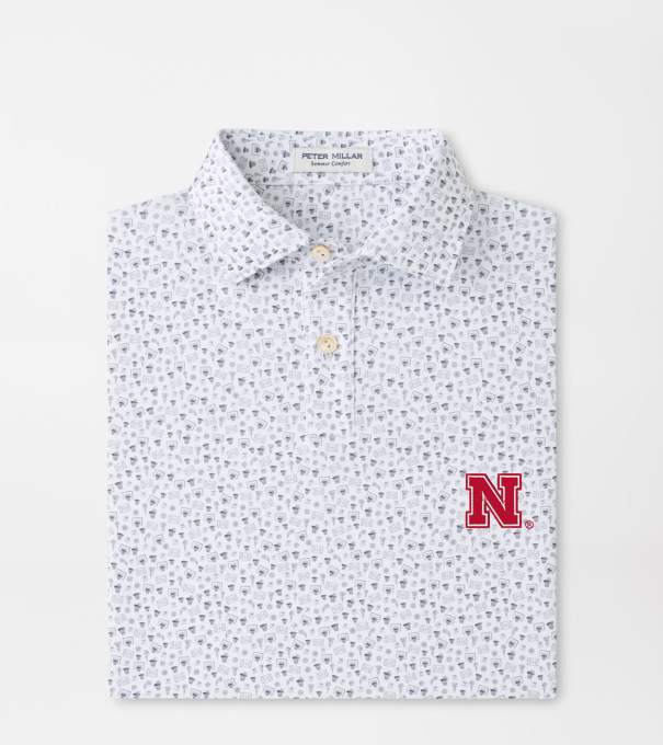 Nebraska Buzzer Beater Youth Performance Jersey Polo in White
