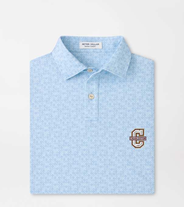 College of Charleston Bases Loaded Youth Performance Jersey Polo in PALE BLUE