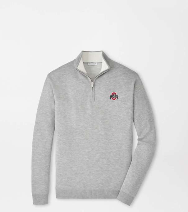 The Ohio State Coolspun Lite Cotton Quarter-Zip Sweater in British Grey