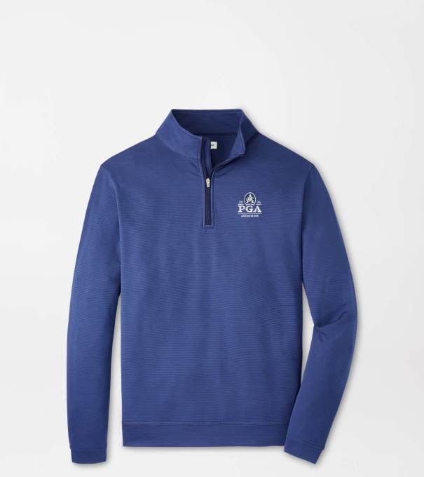 PGA Championship Perth Sugar Stripe Performance Quarter-Zip in NAVY / SPORT NAVY