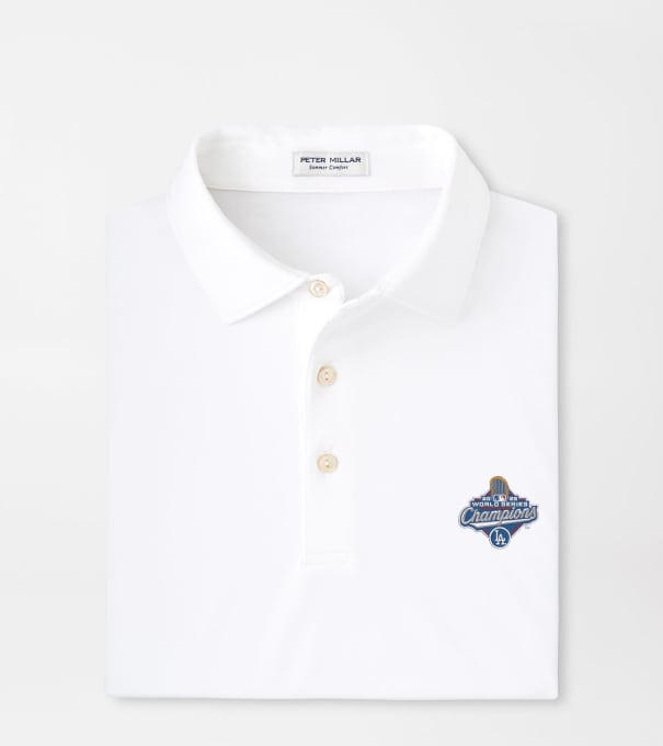Los Angeles Dodgers World Series Solid Performance Jersey Polo in White