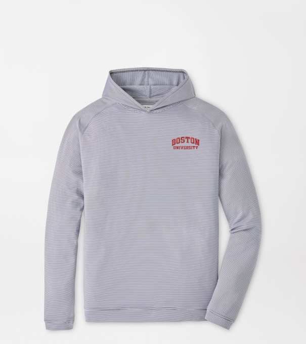 Boston University Pine Sugar Stripe Performance Hoodie in Iron