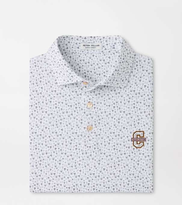 College of Charleston Buzzer Beater Performance Jersey Polo in White