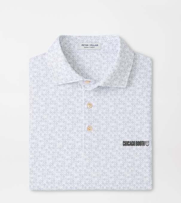 University of Chicago Booth Bases Loaded Performance Jersey Polo in White