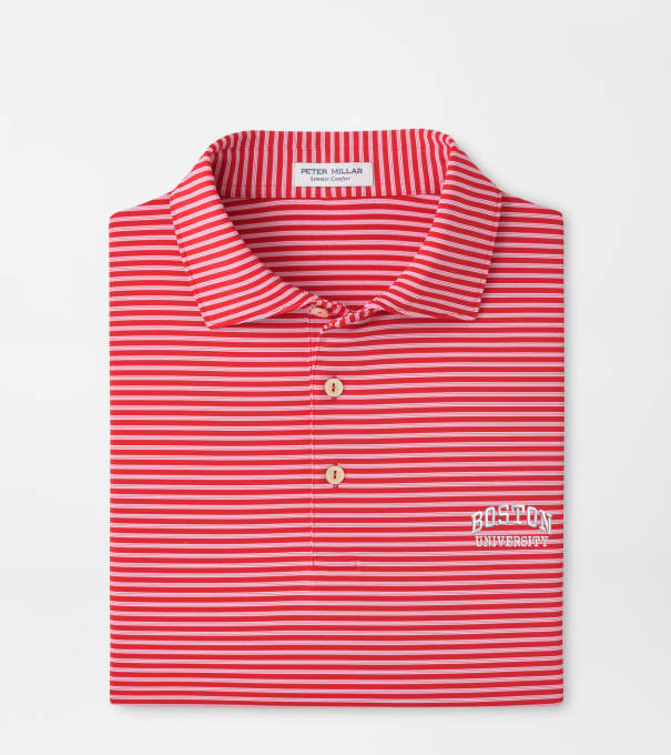Boston University Tiebreaker Performance Jersey Stripe Polo in Red3