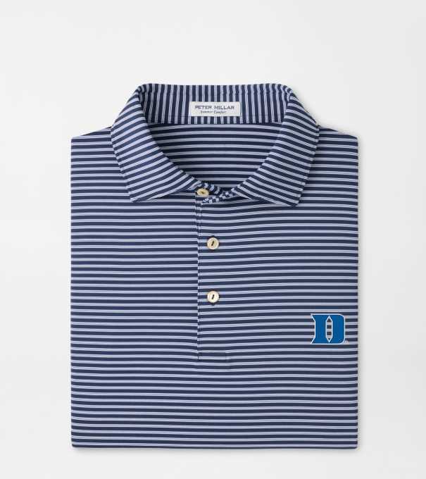 Duke University Tiebreaker Performance Jersey Stripe Polo in Navy
