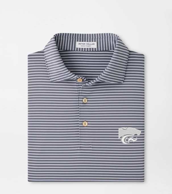 Kansas State Tiebreaker Performance Jersey Stripe Polo in Iron