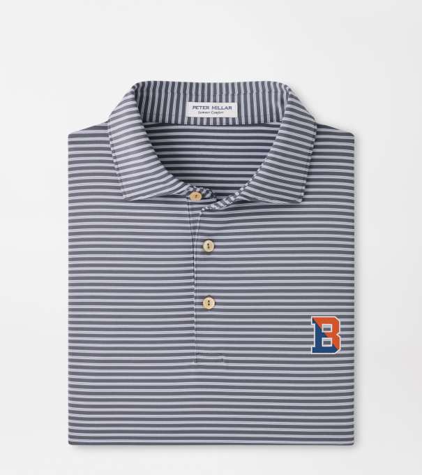 Bucknell Tiebreaker Performance Jersey Stripe Polo in Iron