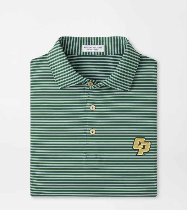 Cal Poly Tiebreaker Performance Jersey Stripe Polo in Green1