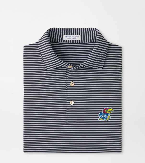 Kansas Tiebreaker Performance Jersey Stripe Polo in Black