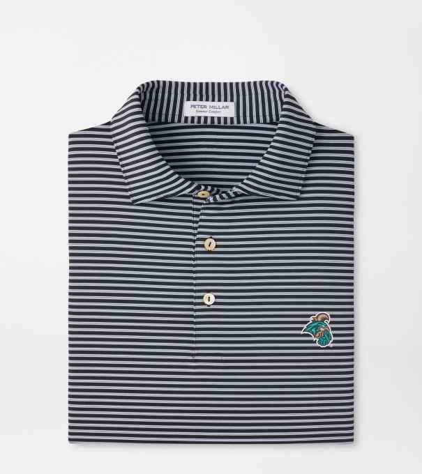 Coastal Carolina Tiebreaker Performance Jersey Stripe Polo in Black