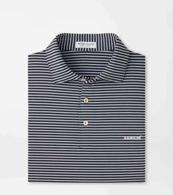 Babson Tiebreaker Performance Jersey Stripe Polo in Black