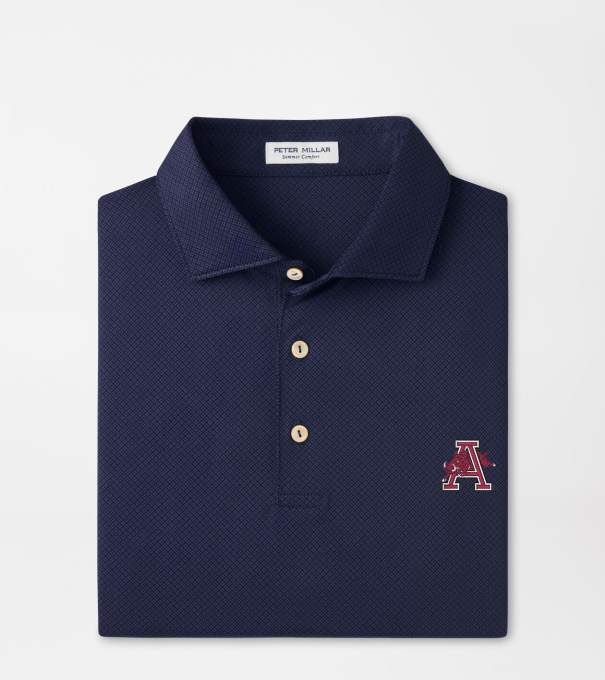 Arkansas Vault Hugo Performance Jersey Polo in Navy