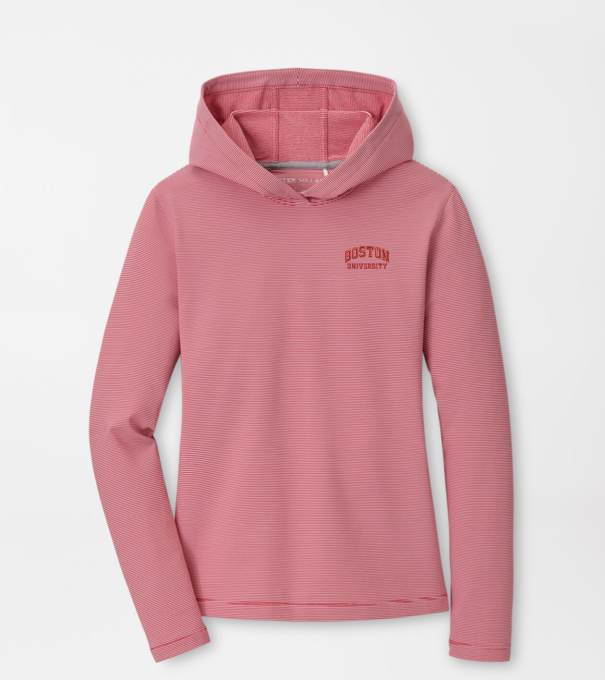 Boston University Women's Pine Sugar Stripe Performance Hoodie in Red3