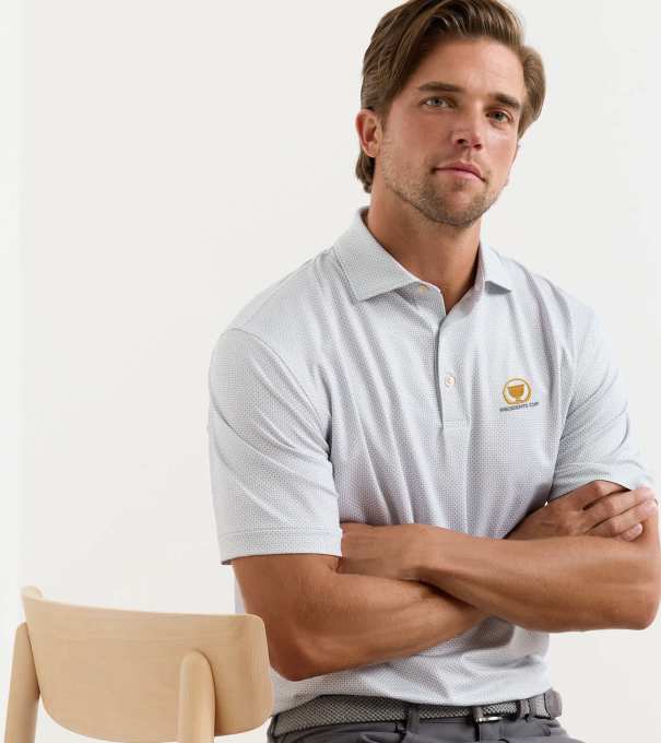 16th Presidents Cup Phoenix Performance Jersey Polo in White/Gale Grey