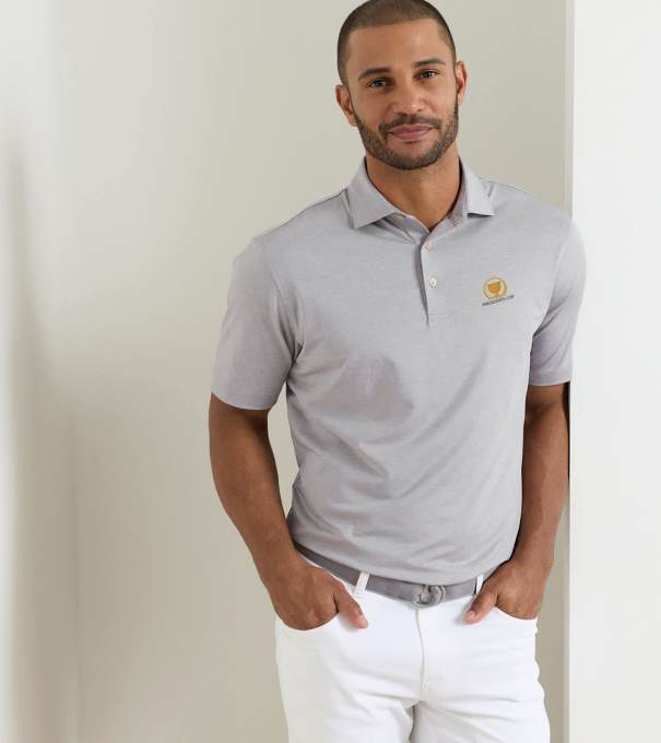 16th Presidents Cup Solid Performance Jersey Polo in Gale Grey