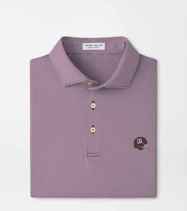 Texas A&M Vault Jubilee Stripe Performance Polo in Maroon3