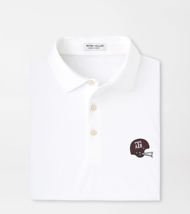 Texas A&M Vault Solid Performance Jersey Polo in White