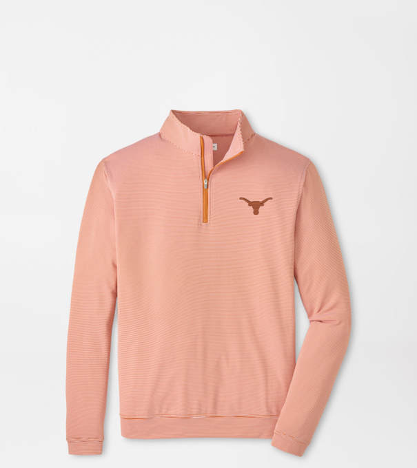 Texas Perth Sugar Stripe Performance Quarter-Zip in Rust1/White