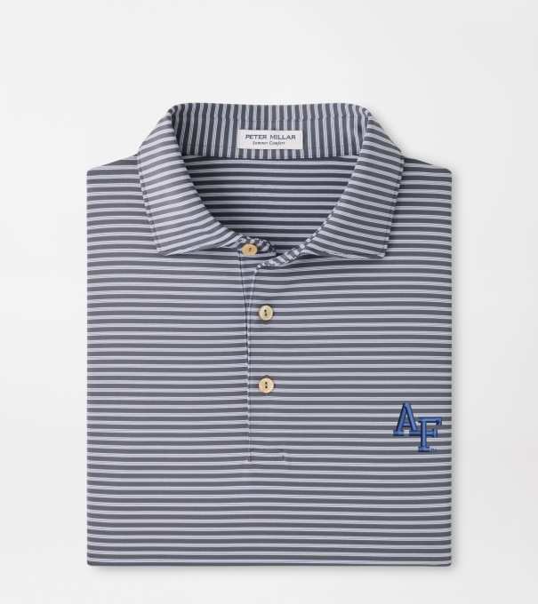Air Force Academy Tiebreaker Performance Jersey Stripe Polo in Iron