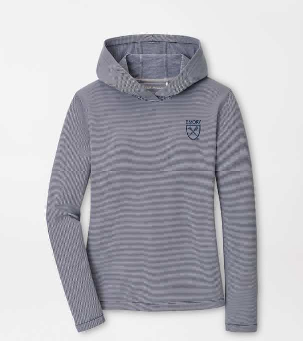 Emory Women's Pine Sugar Stripe Performance Hoodie in Navy
