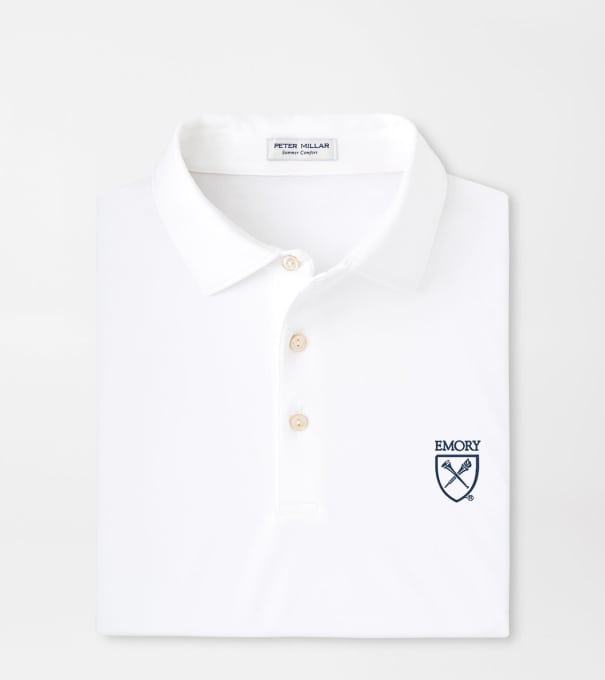 Emory Solid Performance Jersey Polo in White