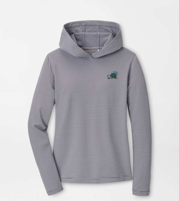 Tulane Green Wave Women's Pine Sugar Stripe Performance Hoodie in Iron