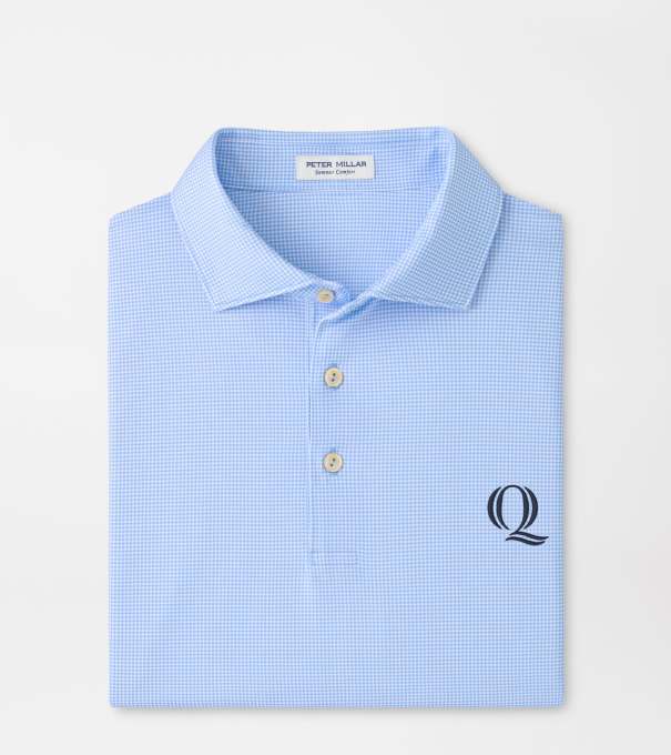 Quinnipiac Border Performance Jersey Polo in Cottage Blue