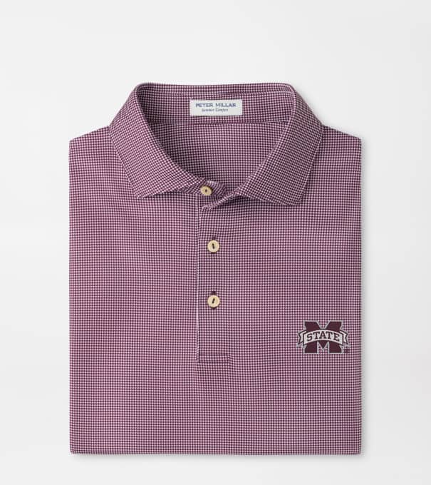 Mississippi State Border Performance Jersey Polo in Maroon3