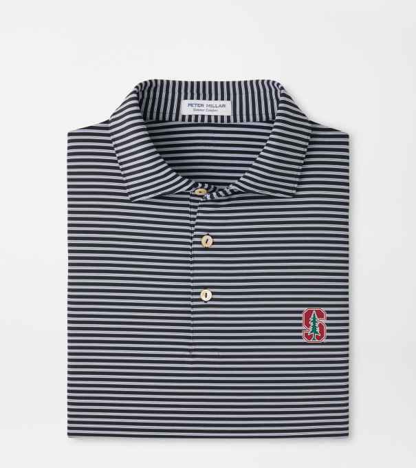 Stanford Tiebreaker Performance Jersey Stripe Polo in Black