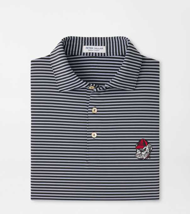 Georgia Bulldog Tiebreaker Performance Jersey Stripe Polo in Black