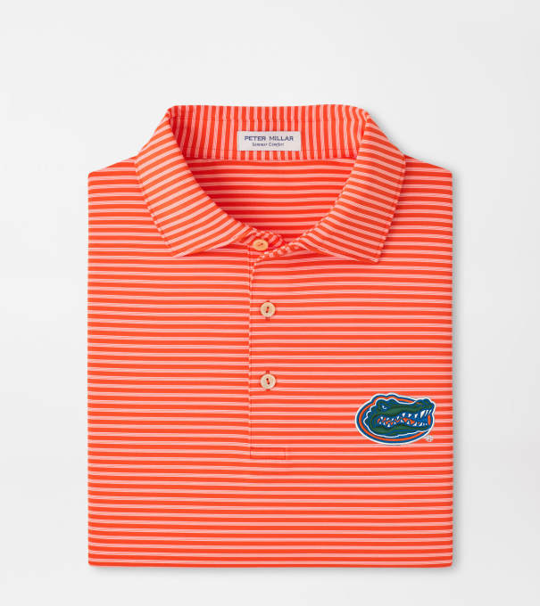 Florida Tiebreaker Performance Jersey Stripe Polo in Orange6