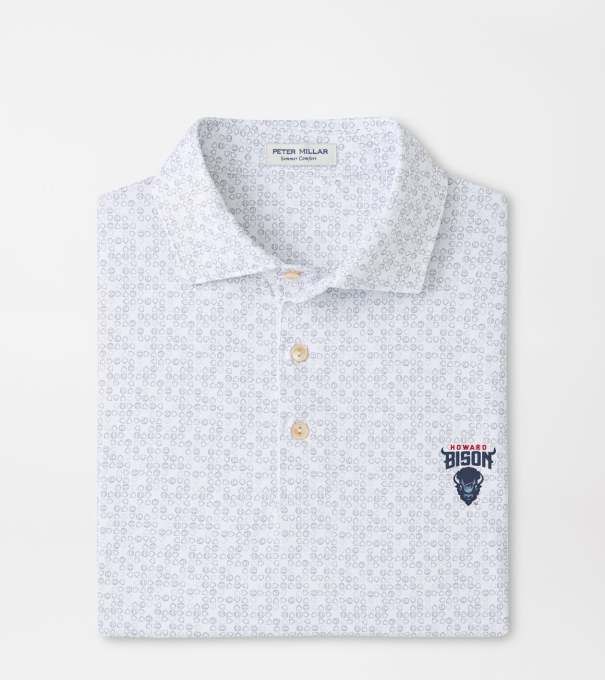 Howard University Bases Loaded Performance Jersey Polo in White
