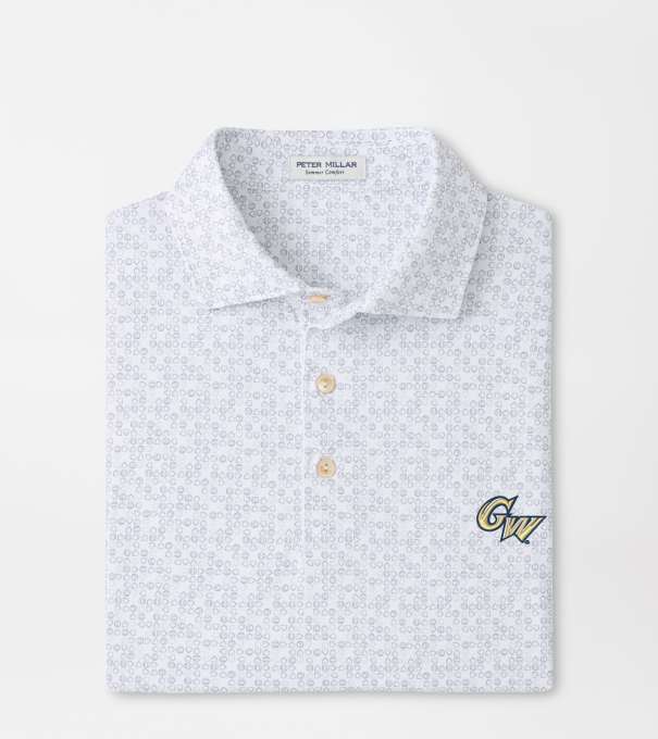 George Washington University Bases Loaded Performance Jersey Polo in White